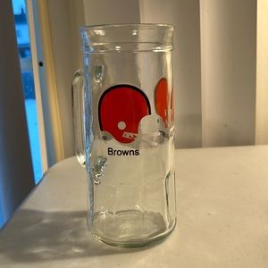 Vintage Cleveland Browns Beer Glass Mug Football NFL Fishers 11”